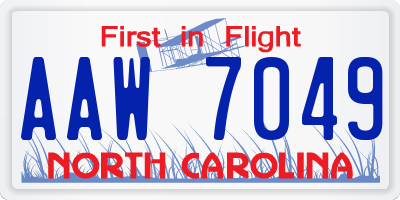 NC license plate AAW7049