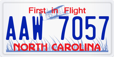 NC license plate AAW7057