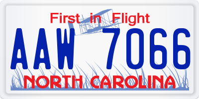 NC license plate AAW7066