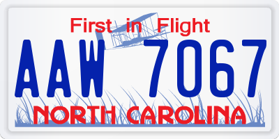 NC license plate AAW7067