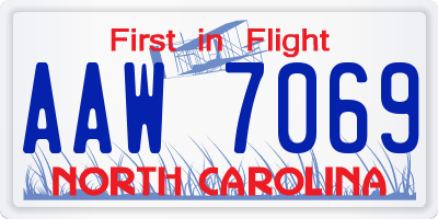 NC license plate AAW7069
