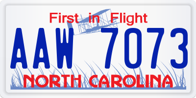 NC license plate AAW7073