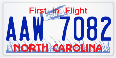 NC license plate AAW7082