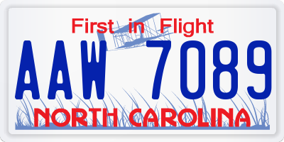 NC license plate AAW7089