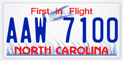 NC license plate AAW7100