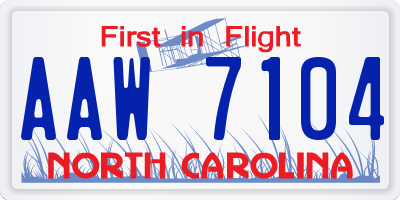 NC license plate AAW7104