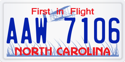 NC license plate AAW7106