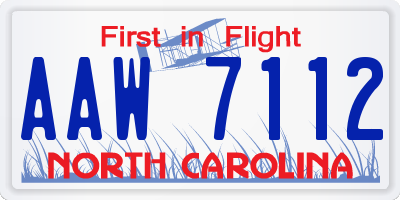 NC license plate AAW7112