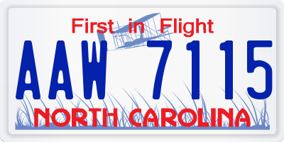 NC license plate AAW7115