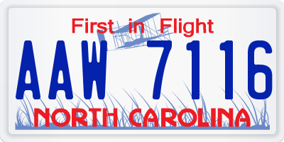 NC license plate AAW7116