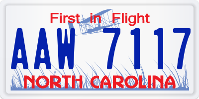 NC license plate AAW7117