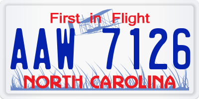 NC license plate AAW7126