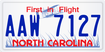 NC license plate AAW7127