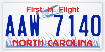NC license plate AAW7140