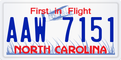 NC license plate AAW7151
