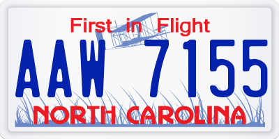 NC license plate AAW7155