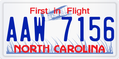 NC license plate AAW7156