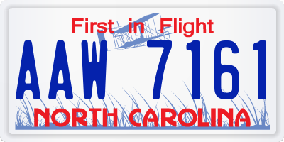 NC license plate AAW7161