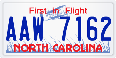 NC license plate AAW7162