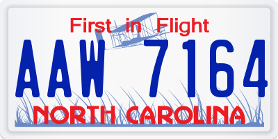 NC license plate AAW7164