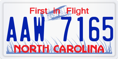 NC license plate AAW7165