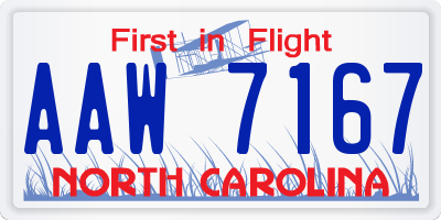 NC license plate AAW7167