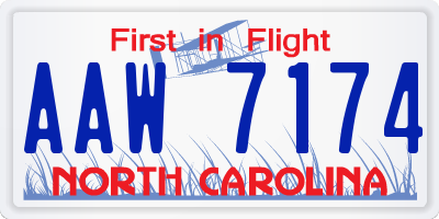 NC license plate AAW7174