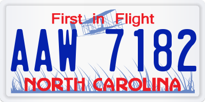 NC license plate AAW7182