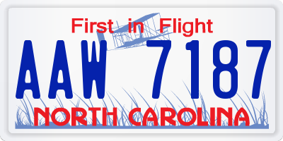 NC license plate AAW7187