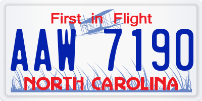 NC license plate AAW7190