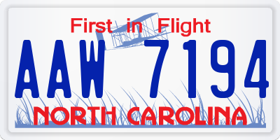NC license plate AAW7194