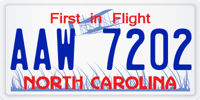 NC license plate AAW7202