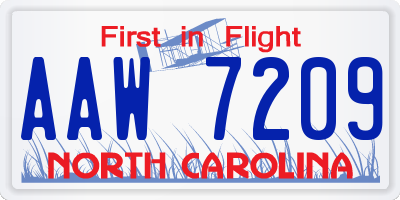 NC license plate AAW7209