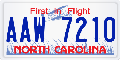 NC license plate AAW7210