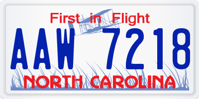 NC license plate AAW7218