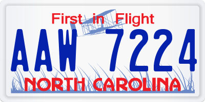 NC license plate AAW7224