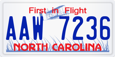 NC license plate AAW7236