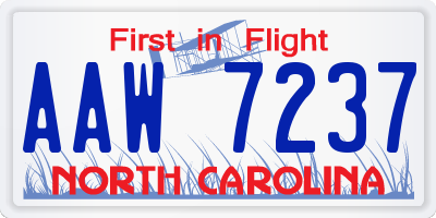 NC license plate AAW7237