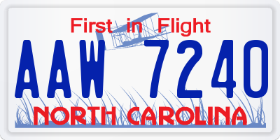 NC license plate AAW7240