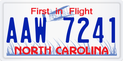 NC license plate AAW7241