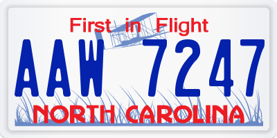 NC license plate AAW7247