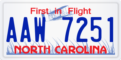 NC license plate AAW7251