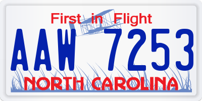NC license plate AAW7253