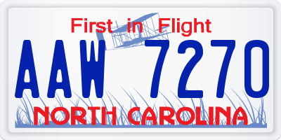 NC license plate AAW7270