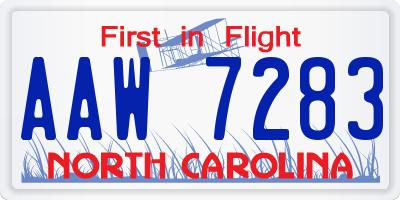 NC license plate AAW7283