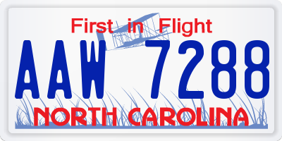 NC license plate AAW7288