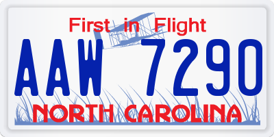 NC license plate AAW7290