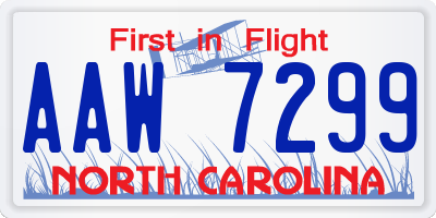 NC license plate AAW7299