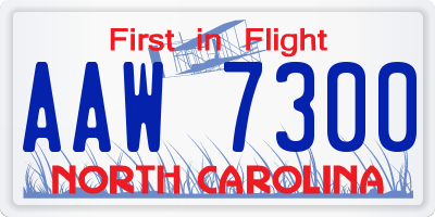 NC license plate AAW7300