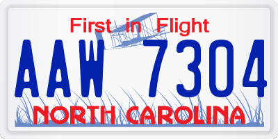 NC license plate AAW7304